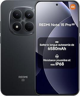 Xiaomi Redmi Note 15 Pro 5G, Smartphone 12+512 Go, Batterie Massive de 6580 mAh, IP66/IP68, Nouvel Appareil Photo 200 MP, écran AMOLED 1.5K de 6,83 Pouces, Noir, Garantie 2 Ans, Chargeur Non Inclus