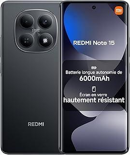 Xiaomi REDMI Note 15, Smartphone 8+128Go, Batterie Longue autonomie 6000mAh, Résistance à l'eau IP64, Appareil Photo Ultra-Net 108 Mpx, Écran FHD+ de 6,77", Noir, Garantie 2 Ans, Chargeur Non Inclus