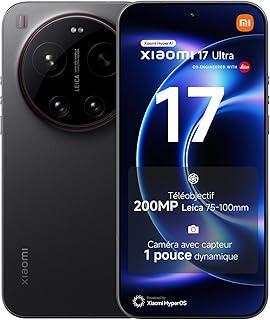 XIAOMI 17 Ultra, Smartphone 16+512 GB, Téléobjectif Leica 200MP 75–100mm, Capteur LOFIC HDR, HyperAI, Optique Leica APO, Noir, Garantie prolongée d1 an, Chargeur Non fourni