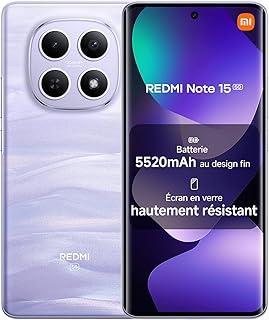 Xiaomi REDMI Note 15 5G, Smartphone 8+256Go, Design Ultra Fin, Résistance à leau IP65, Appareil Photo Ultra-Net 108 Mpx, Écran FHD+ 6,77", Violet, Garantie 2 Ans, Chargeur Non Inclus