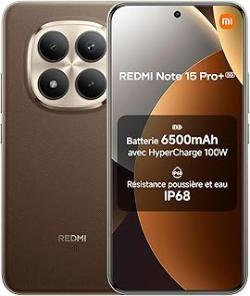 Xiaomi Redmi Note 15 Pro+ 5G, Smartphone 12+512 Go, Batterie Massive de 6500 mAh, IP66/IP68, Nouvel Appareil Photo 200 MP, écran AMOLED 1.5K de 6,83 Pouces, Marron Moka, Garantie 2 Ans
