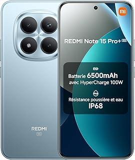 Xiaomi Redmi Note 15 Pro+ 5G, Smartphone 12+512 Go, Batterie Massive de 6500 mAh, IP66/IP68, Nouvel Appareil Photo 200 MP, écran AMOLED 1.5K de 6,83 Pouces, Bleu Glacier, Garantie 2 Ans