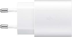 Samsung Chargeur USB C, Adaptateur Secteur 25W Ultra Rapide, Charge Rapide, Samsung Chargeur Original, sans câble, Blanc